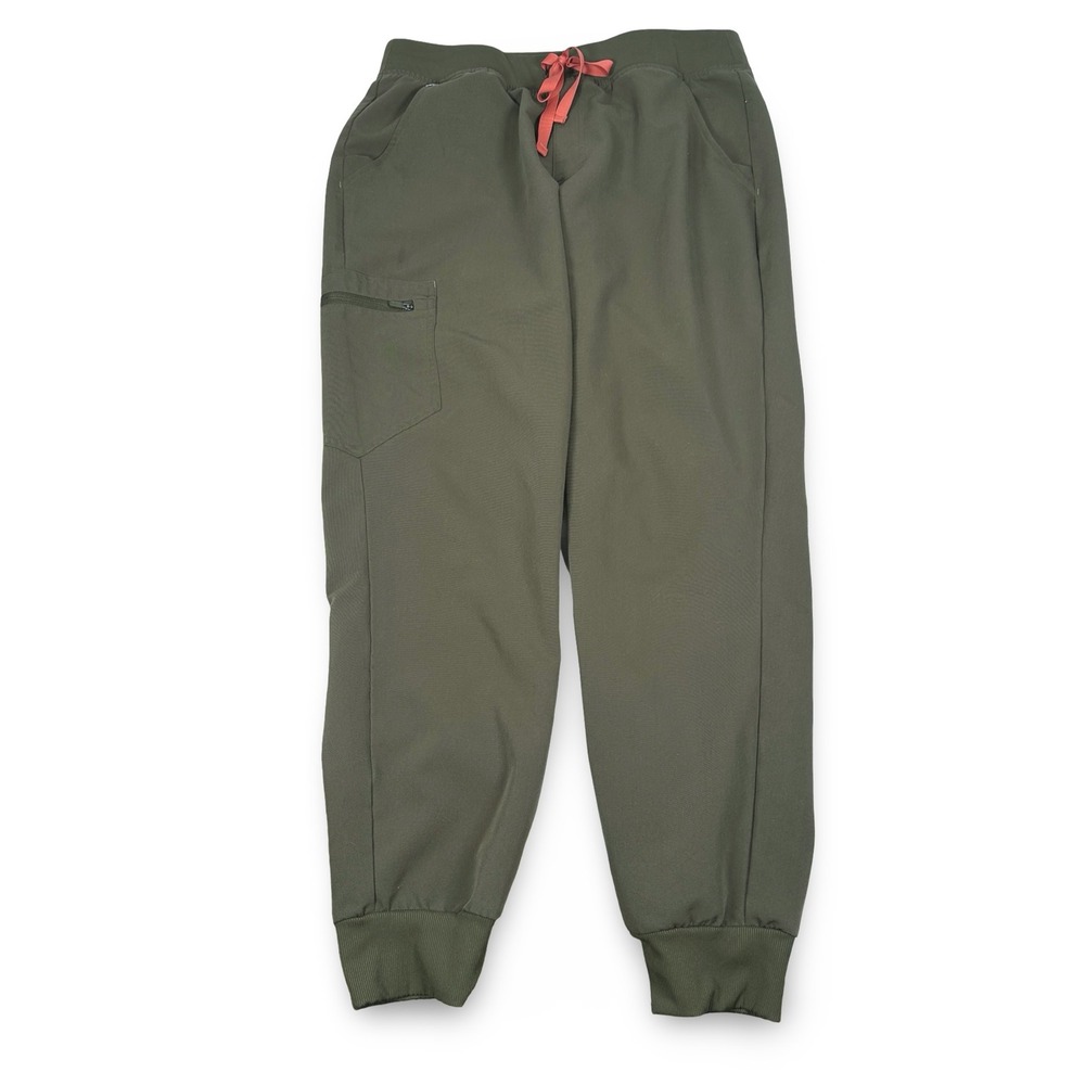 FIGS Zamora Jogger Scrub Pants Womens‎ Large Olive Green Cargo 1002621 Technical